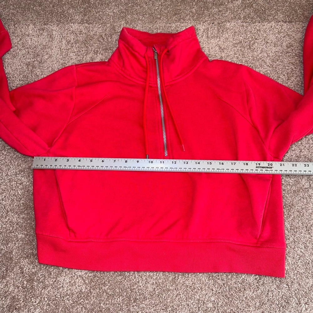 Target Brand Women's Bright Red Long Sleeve Quarter-Zip Pullover Sweatshirt - M - Picture 3 of 11